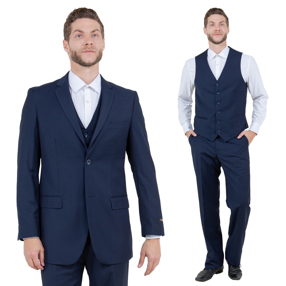 Modern Fit 3pc Mens Suit Set by Demantie, Blue